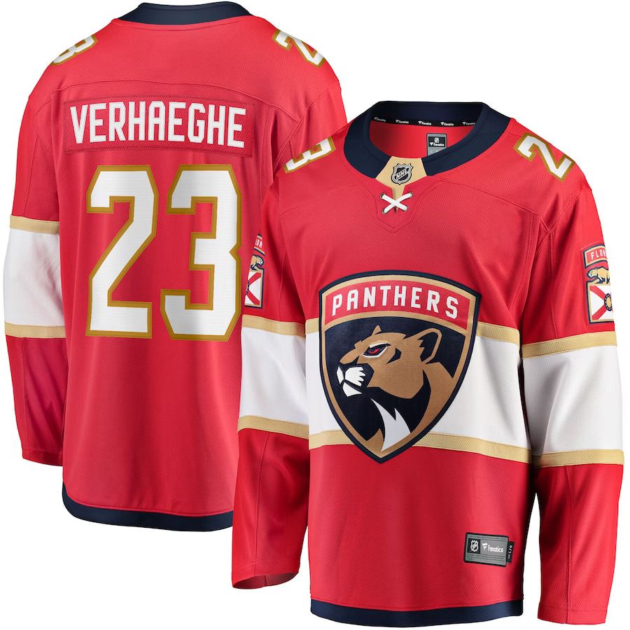 Men Florida Panthers #23 Carter Verhaeghe Fanatics Branded Red Home Breakaway NHL Jersey->florida panthers->NHL Jersey